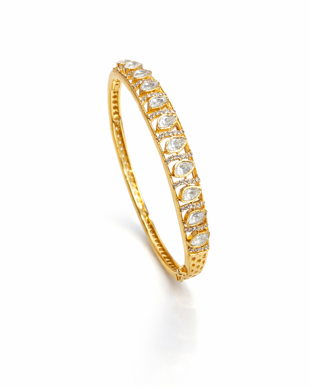Gold-Toned Marquise Moissanite Kada-G351000