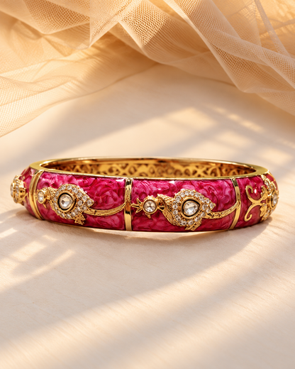 Aura Pink Enamel Statement Bangles(Set of 1)-BGL2295