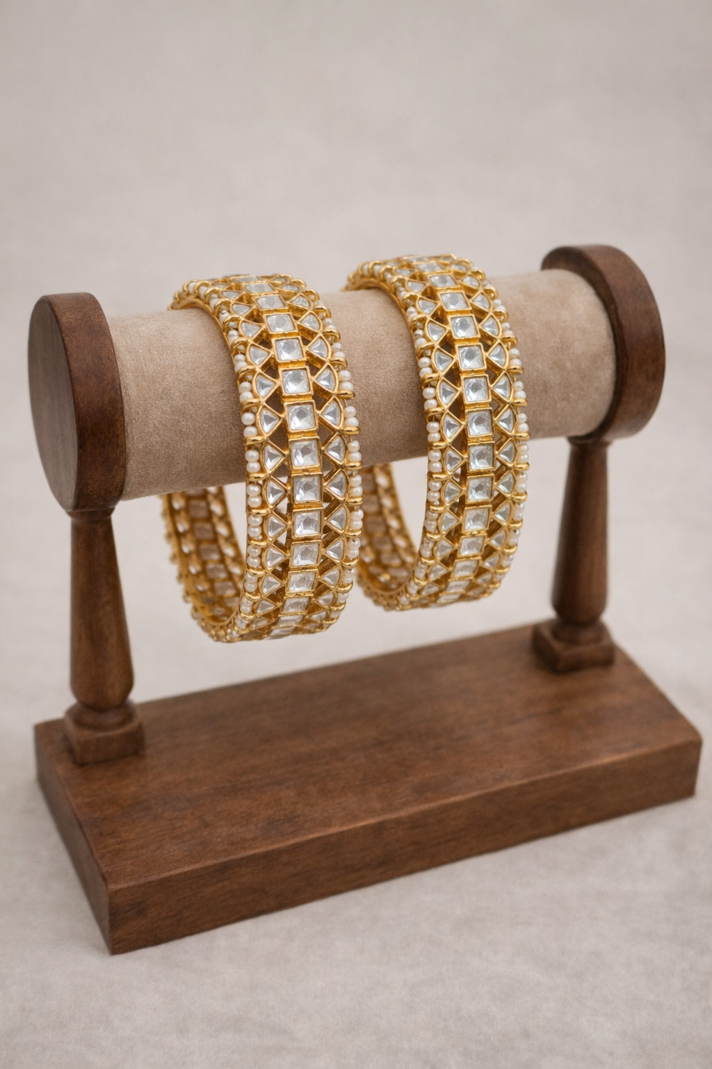 Gold Plated Kundan Polki Bangles