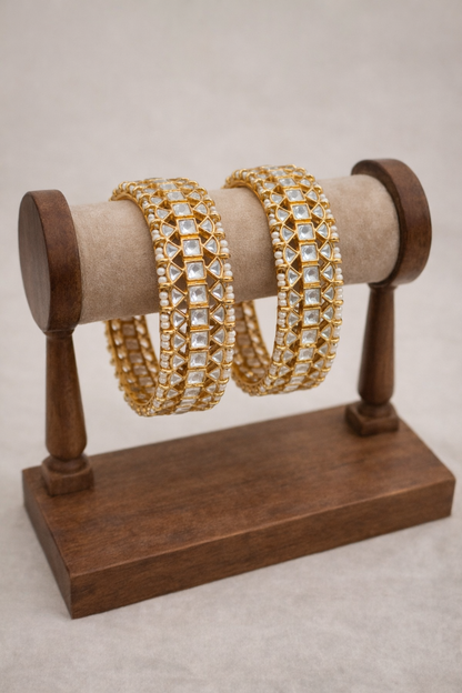 Gold Plated Kundan Polki Bangles