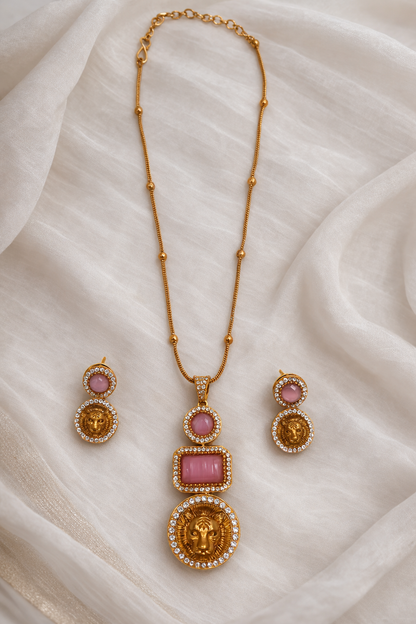 Pink Victorian Sabyasachi Pendent set-G751700