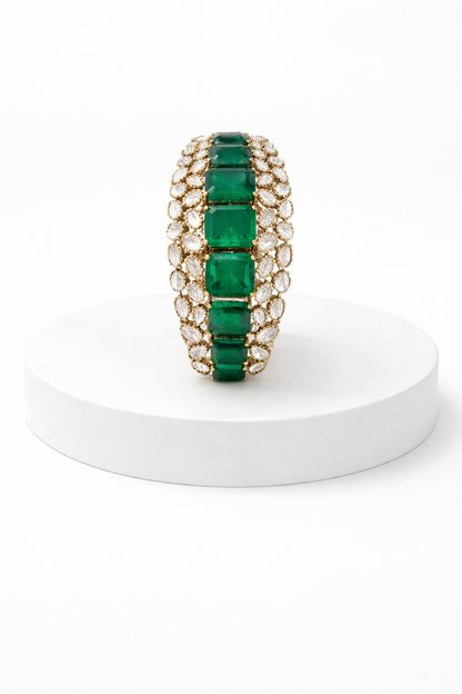 Emerald & Mossonite Bracelet Kada bangles
