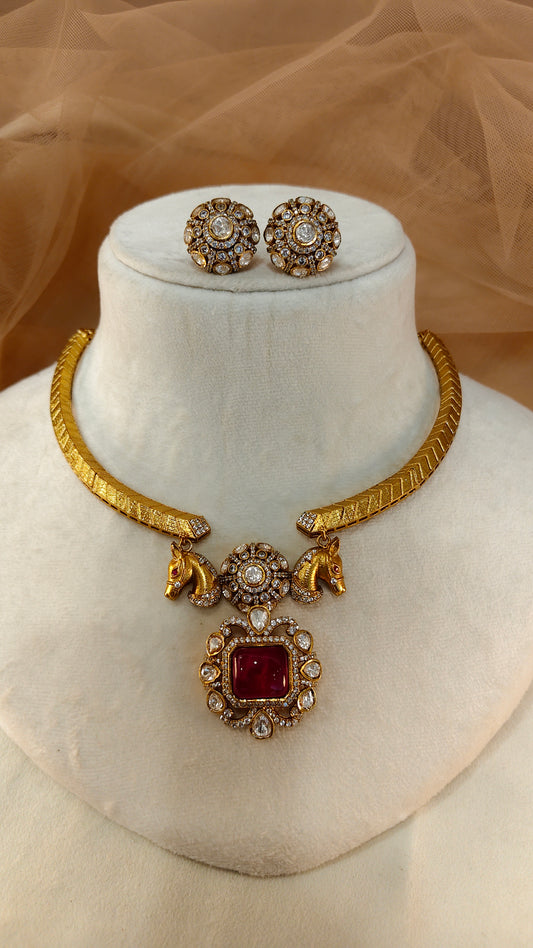 Moissanite Ruby Hasli Choker Set-G426200