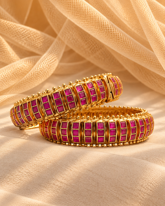Pink Jadau Kundan Bangles(Set of 2)-BG2162