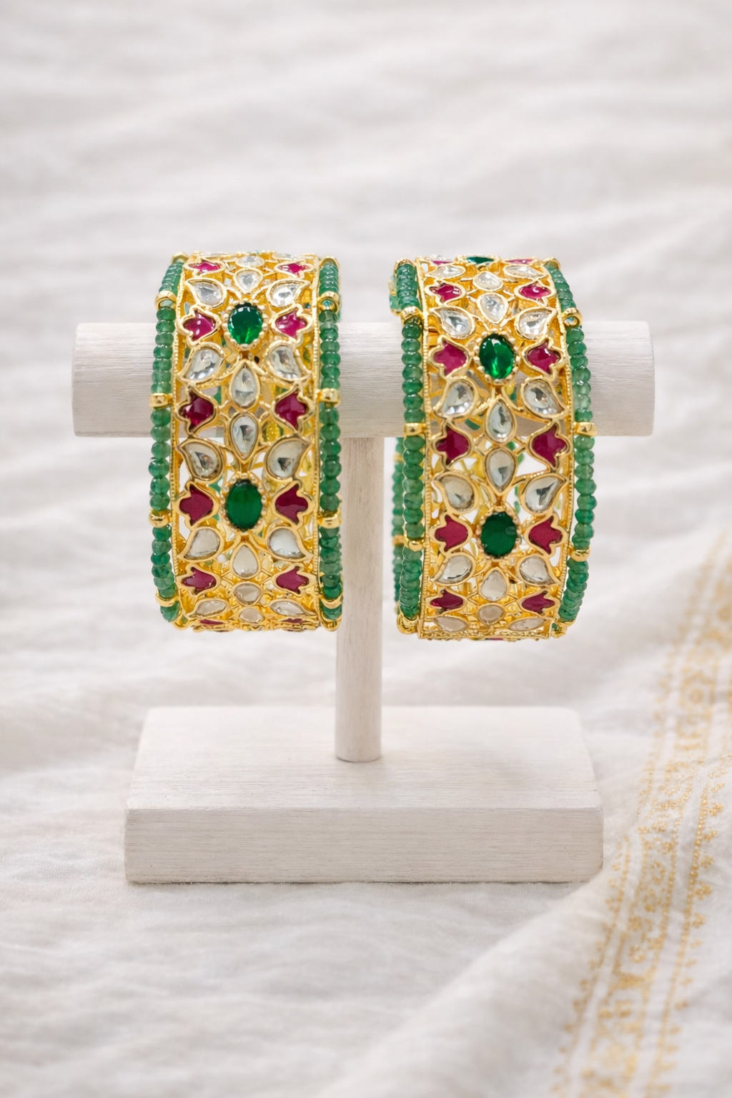 Handcrafted Jadau Kada Bangles(Set of 2)