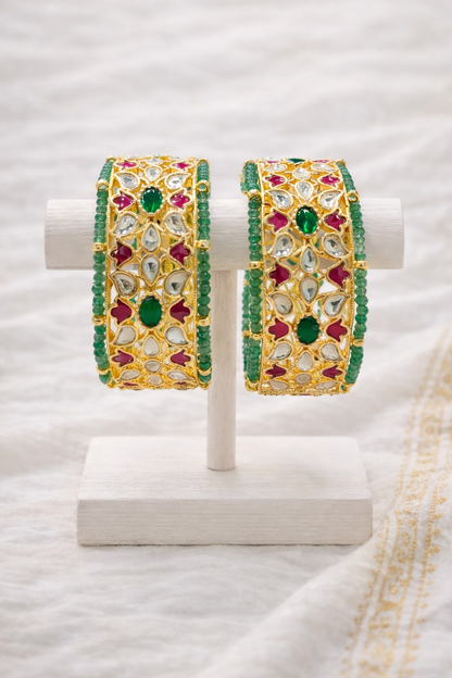 Handcrafted Jadau Kada Bangles(Set of 2)