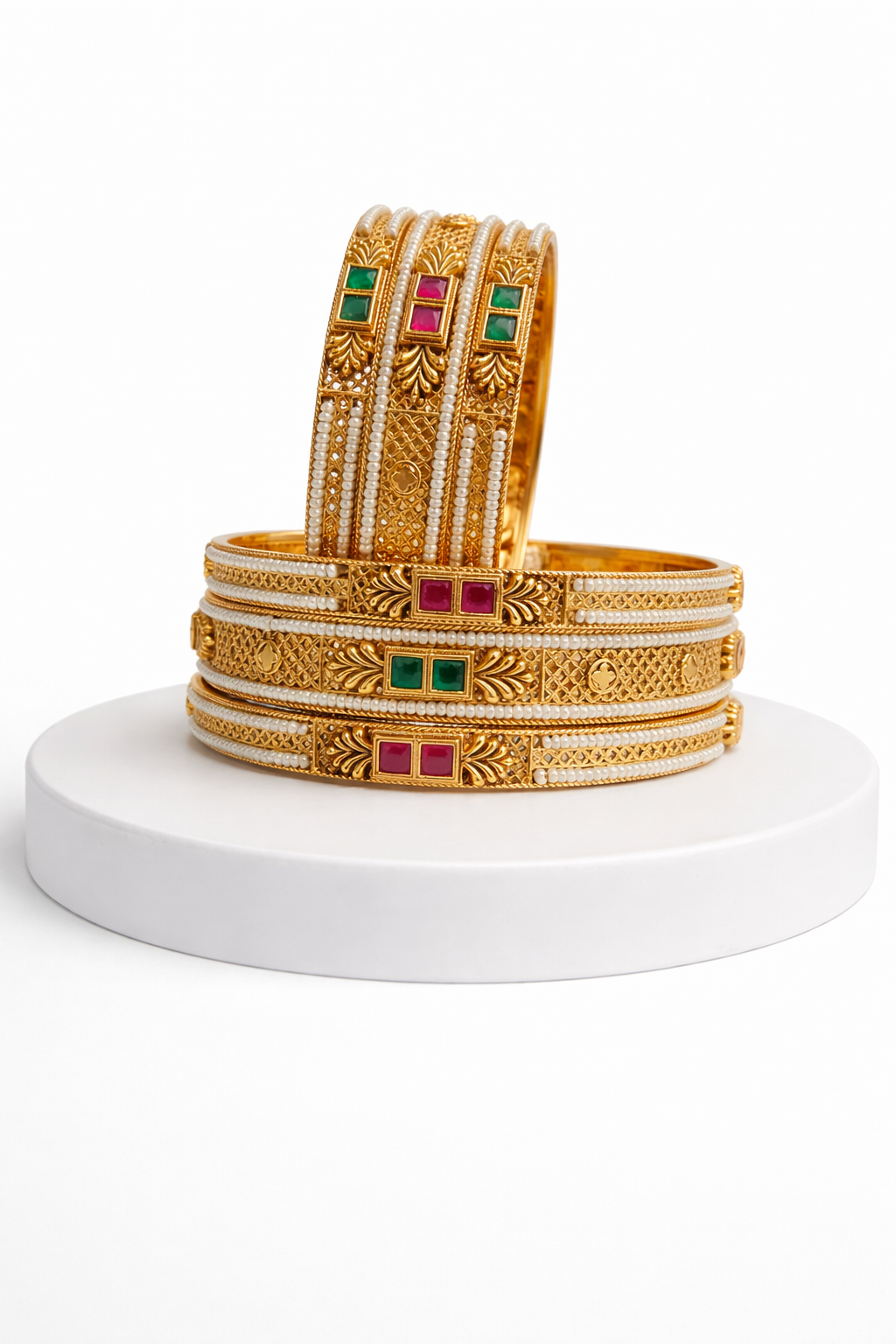 Pearl Statement  Bangles(Set of 6)