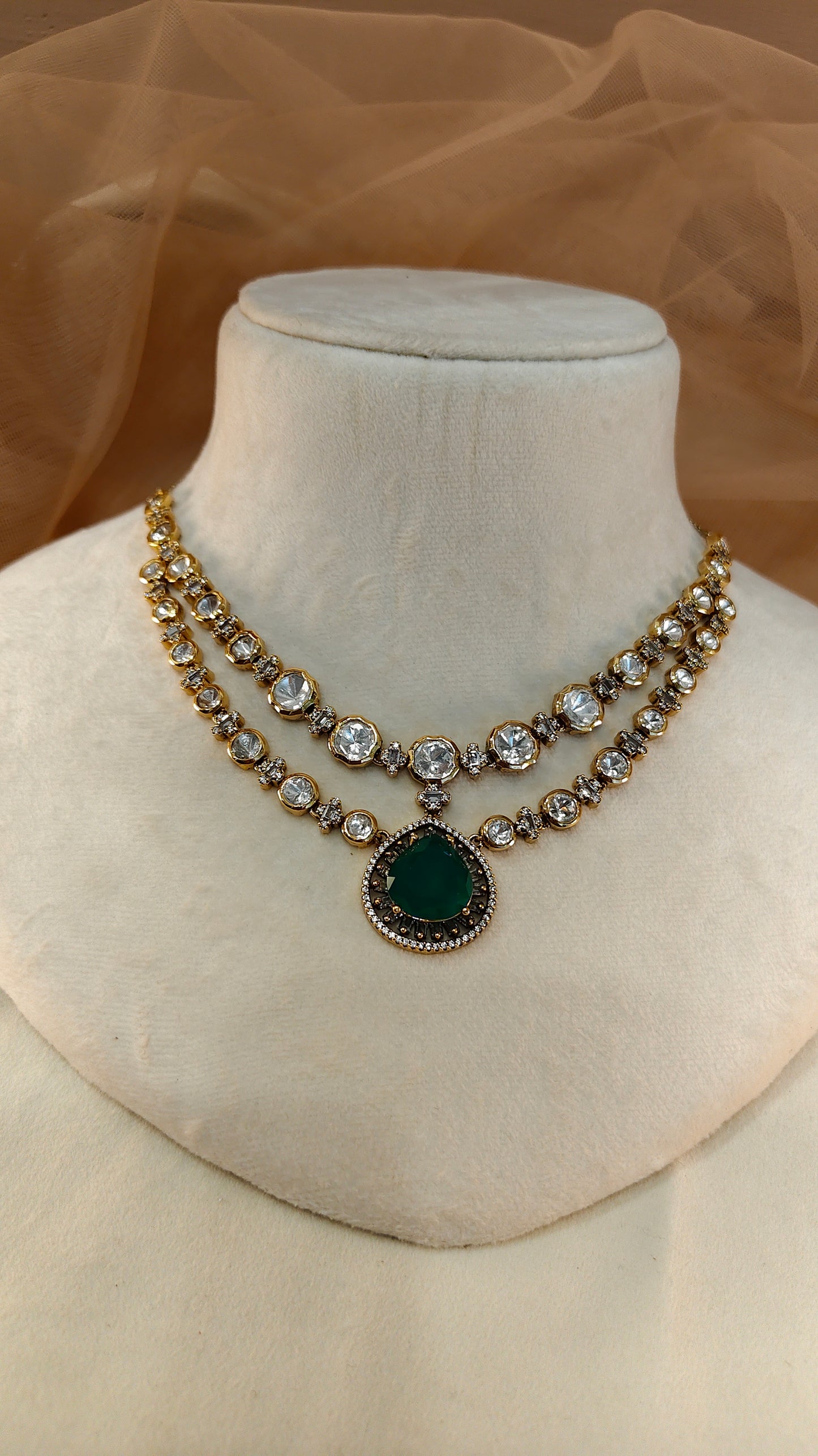 Moissanite Emrald Necklace Set-G425400