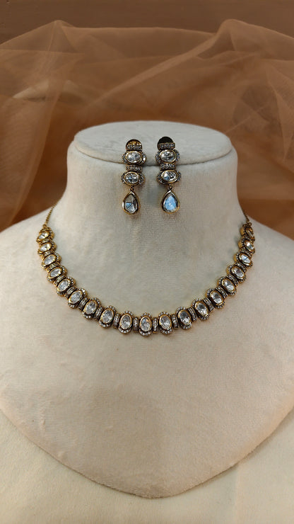 Moissanite Gold-Tone Necklace Set-G423500