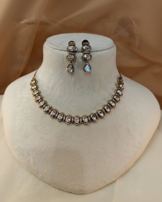 Moissanite Gold-Tone Necklace Set-G423500