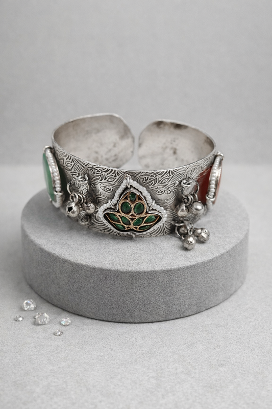 Oxidized Silver Bangles Kada/Cuff-G351400