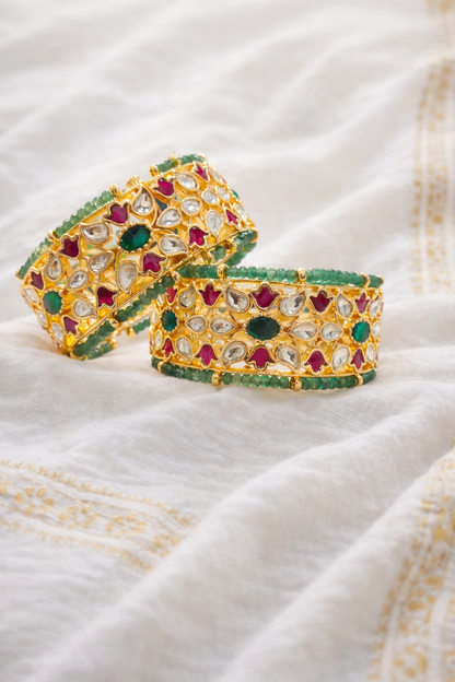 Handcrafted Jadau Kada Bangles(Set of 2)
