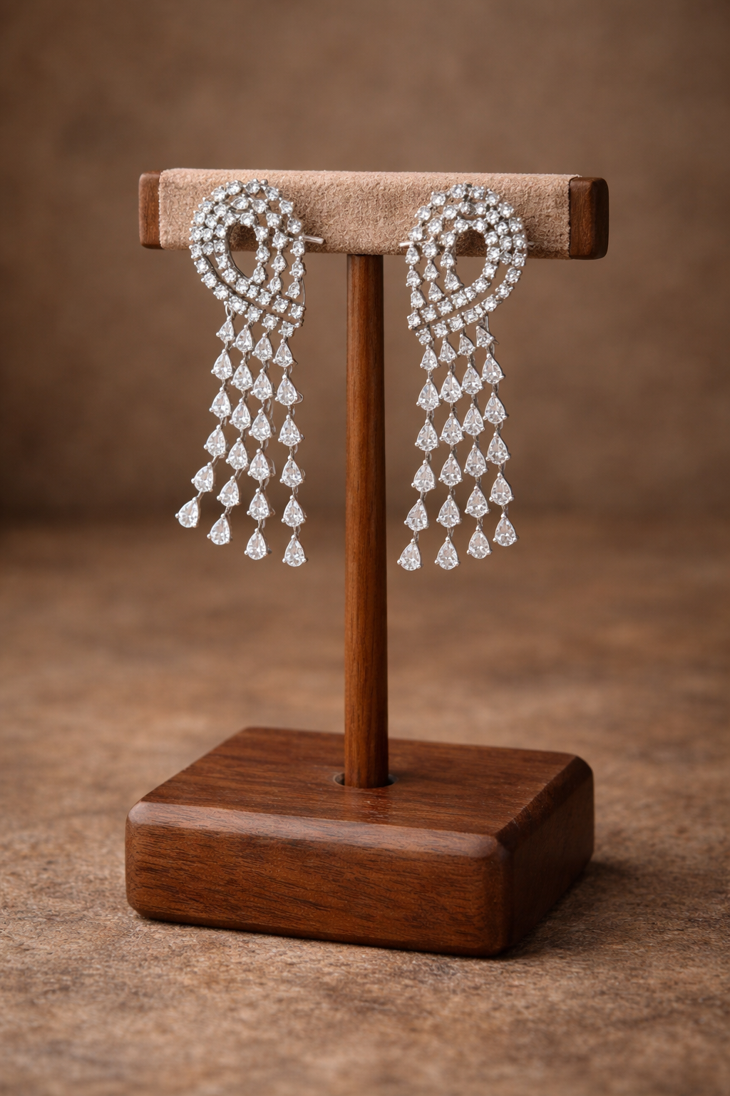 Dazzling American Diamond Tassel Necklace Set