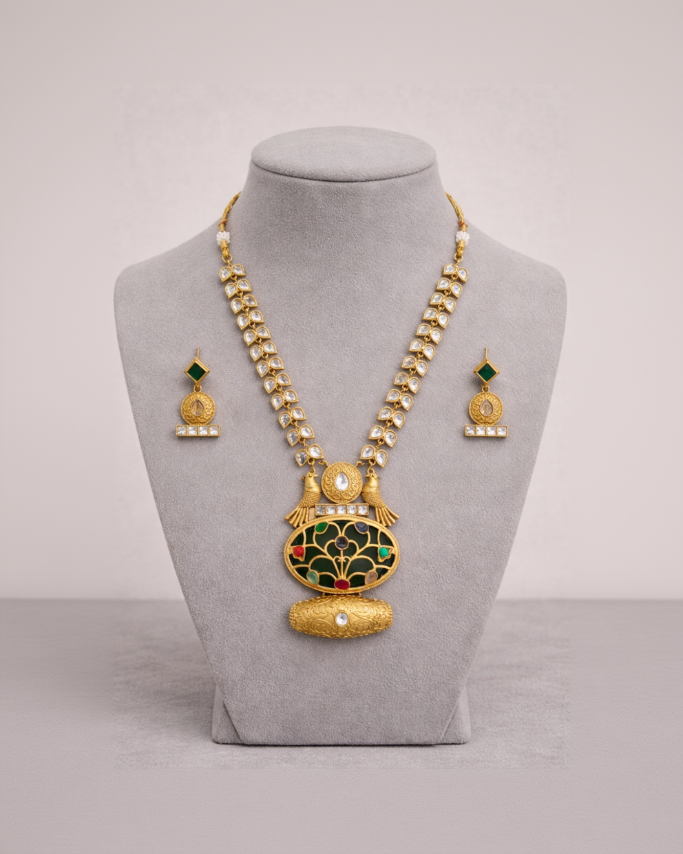 Vintage-Fusion Kundan Polki Necklace Set-G351700