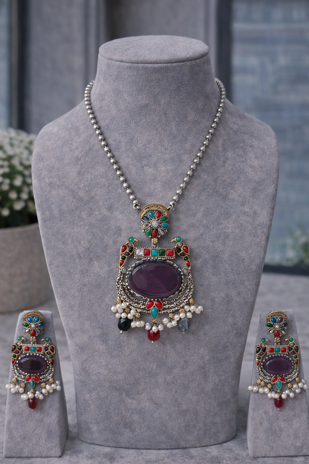 Fusion Dual-Tone Kundan & Pearl Jewellery Set-G351900