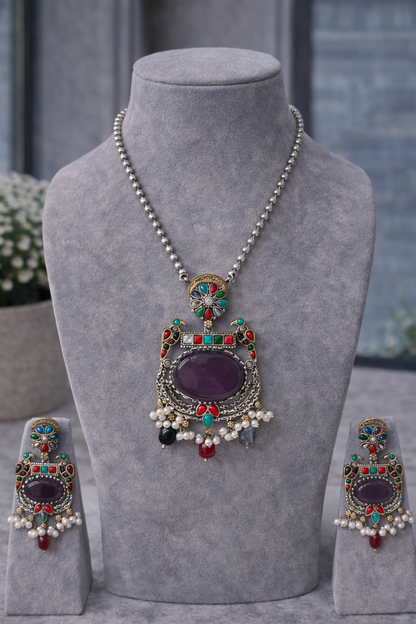 Fusion Dual-Tone Kundan & Pearl Jewellery Set-G351900