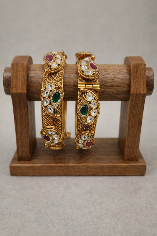 Antique Gold-Plated Bangles(Set of 2)