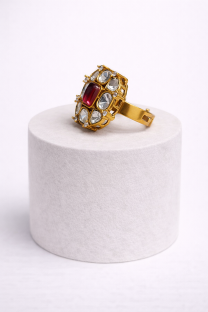 Mossainte Zircon Polki Ring