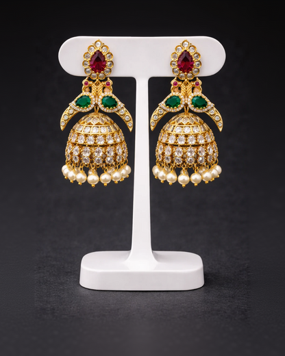 Victorian & Kemp Stone Peacock Jhumka Earrings-351600