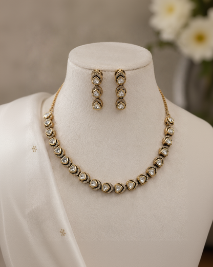 moissanite Gold-Tone Necklace Set-G422800