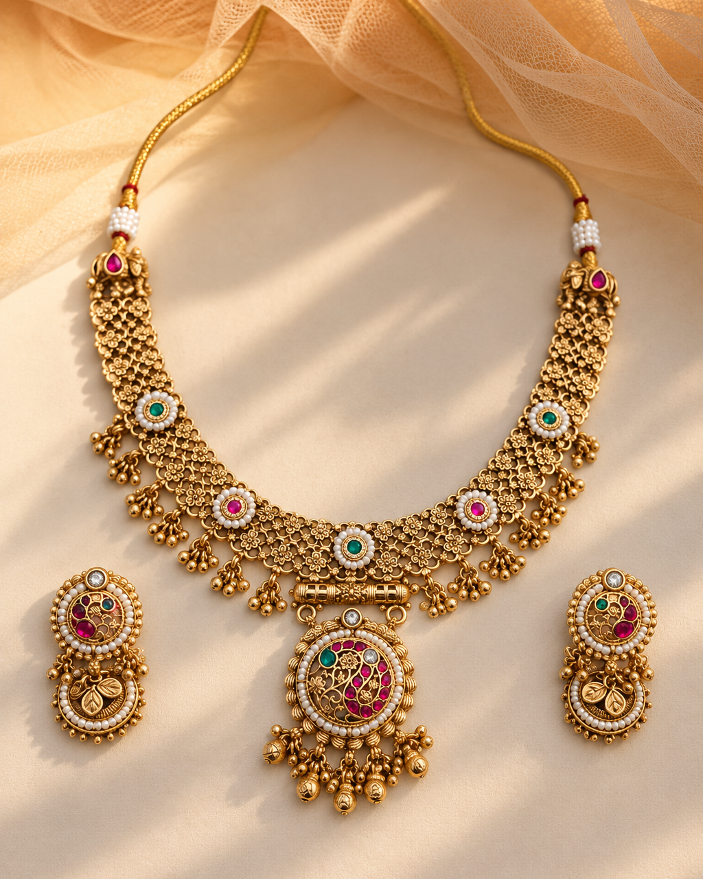 Gold plated Haritage Necklace Set-02158