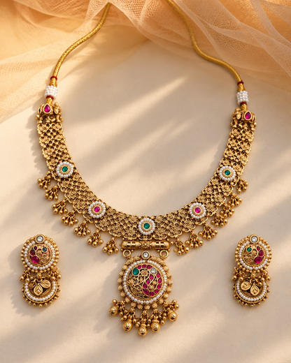 Gold plated Haritage Necklace Set-02158
