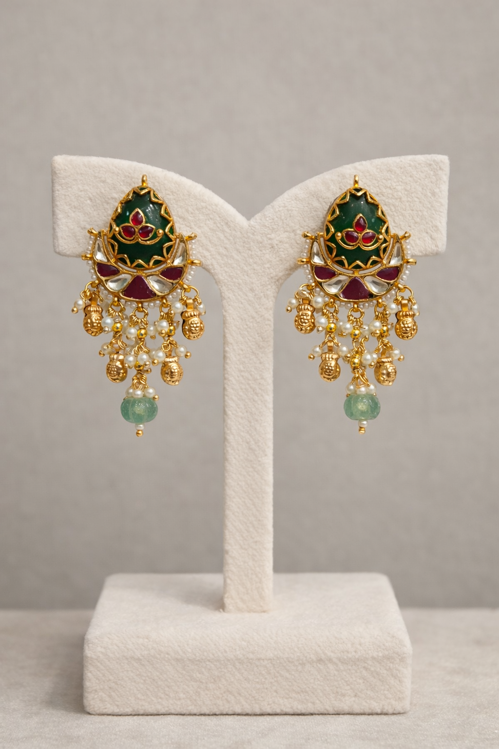 Classy Navratna Style Short Necklace and Earring Set