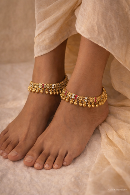Handcrafted Ruby & Kundan Bridal Payal(Anklet)-G759400