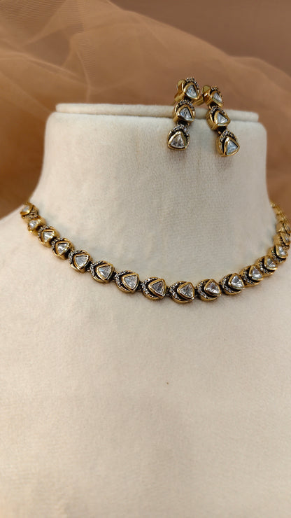 Moissanite Gold-Tone Necklace Set-G422800