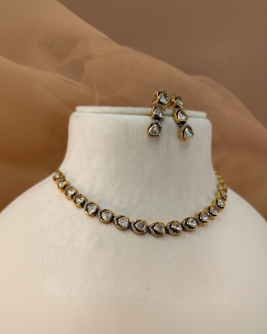 Moissanite Gold-Tone Necklace Set-G422800