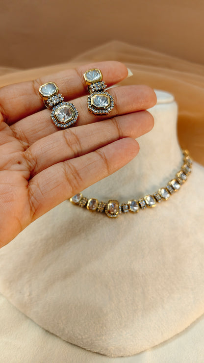 Moissanite Gold-Tone Necklace Set-G423000