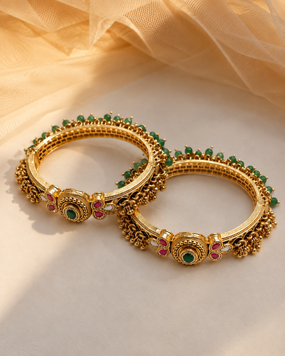 Gold plated Haritage Kada Bangles(Set of 2)-02166