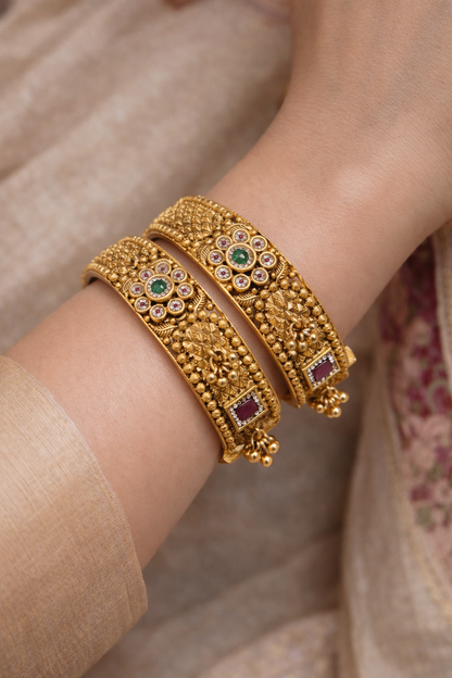Gold Look Heritage Bangles(Set of 2)