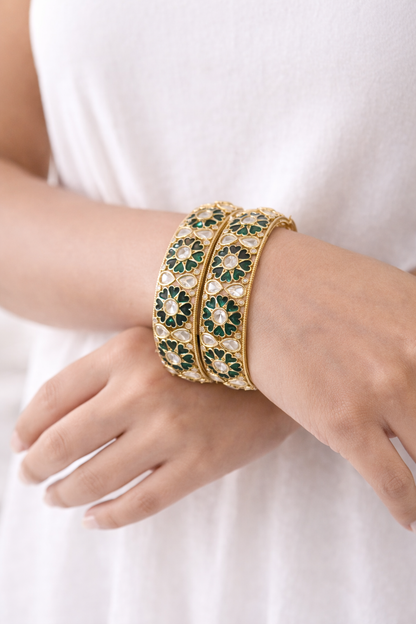 Meenakari Kundan Bangles (Set of 2)