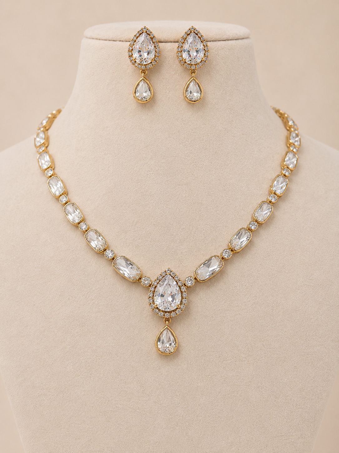 Moissanite Gold-Tone Necklace Set-G652800