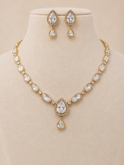 Moissanite Gold-Tone Necklace Set-G652800