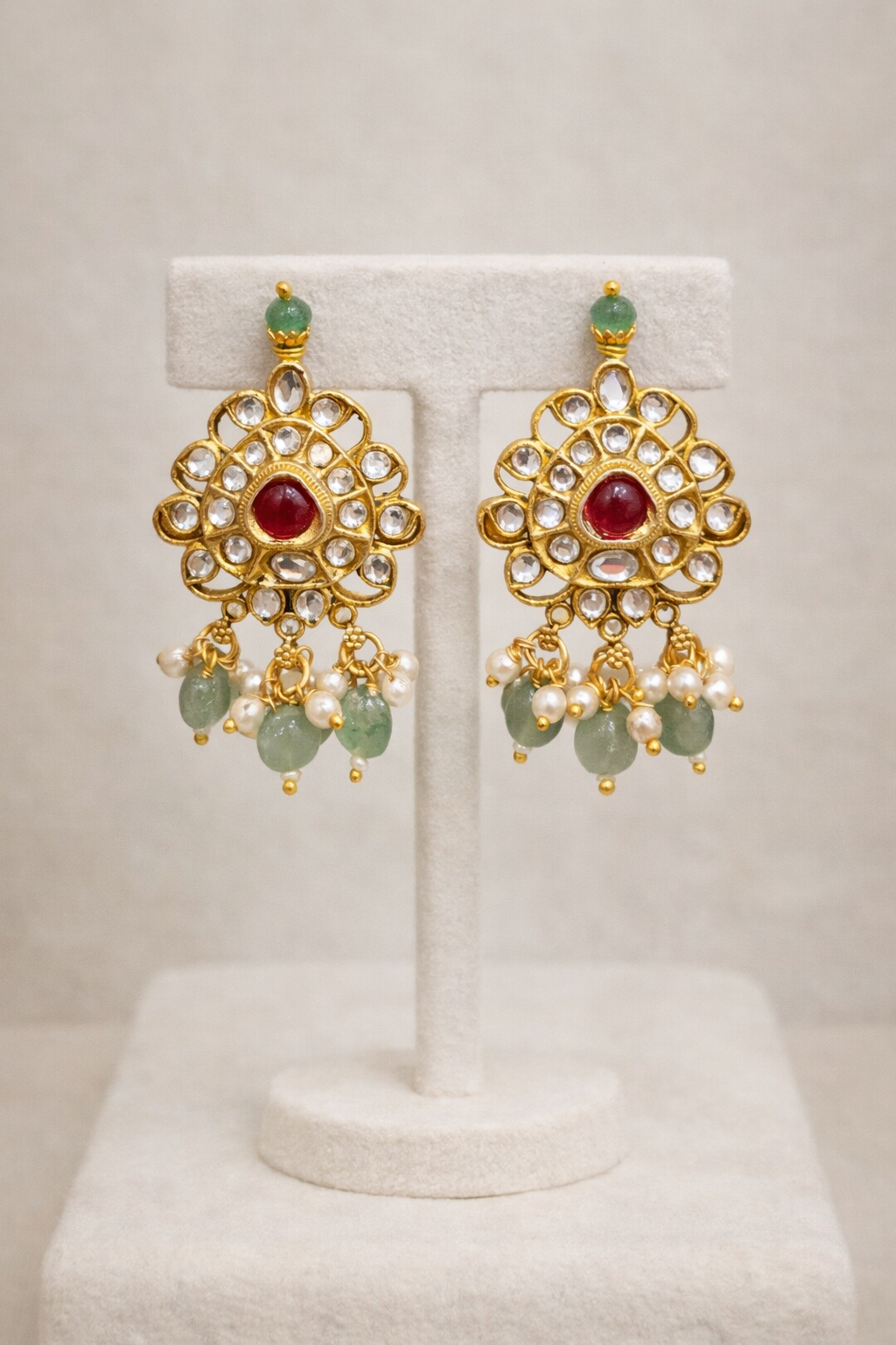 Polki & Kundan Choker Necklace Set with Pearl Drops