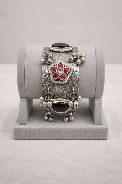 Oxidized Silver Bangles Kada/Cuff-G351400