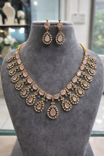 Victorian Pink chocker Necklace Set
