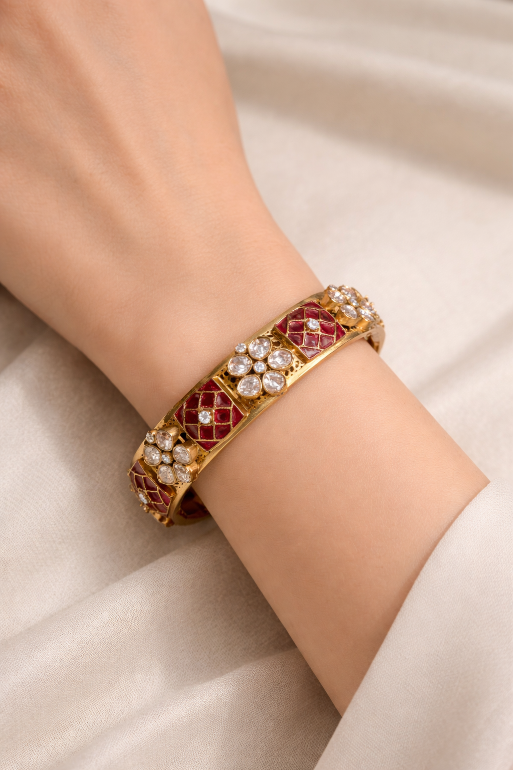 Mossonite Ruby Bangles kada Bracelet