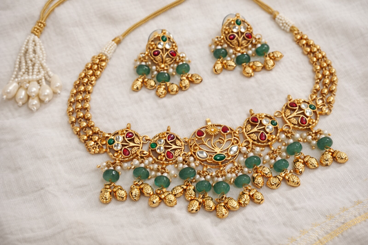 Jadav Heritage Matt Gold Plated Necklace Set