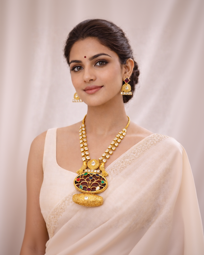 Vintage-Fusion Kundan Polki Necklace Set-G351700