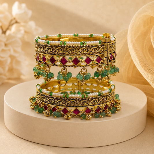 Pachhi Kundan Jadau Bangles(Set of 2)-G7511800