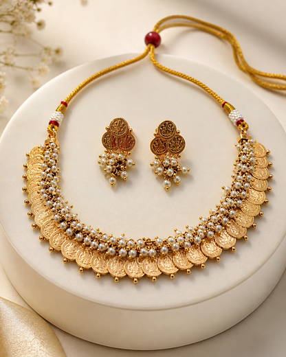 Lakshmi Coin Choker Necklace Set-G751300