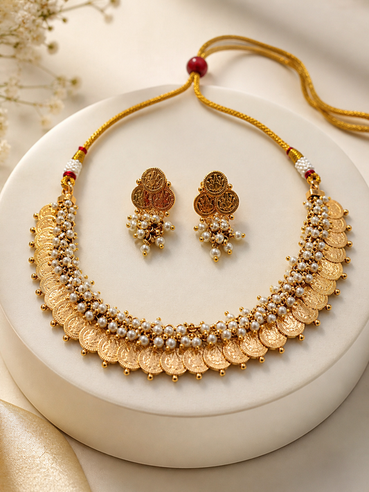 Lakshmi Coin Choker Necklace Set-G751300