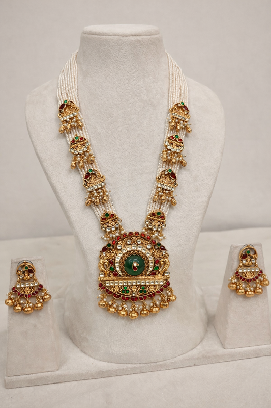 Signature Emerald Chandrika Long Necklace set