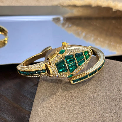 Luxury Emerald Green Crystal Snake Bracelet Watch for Women-G35800