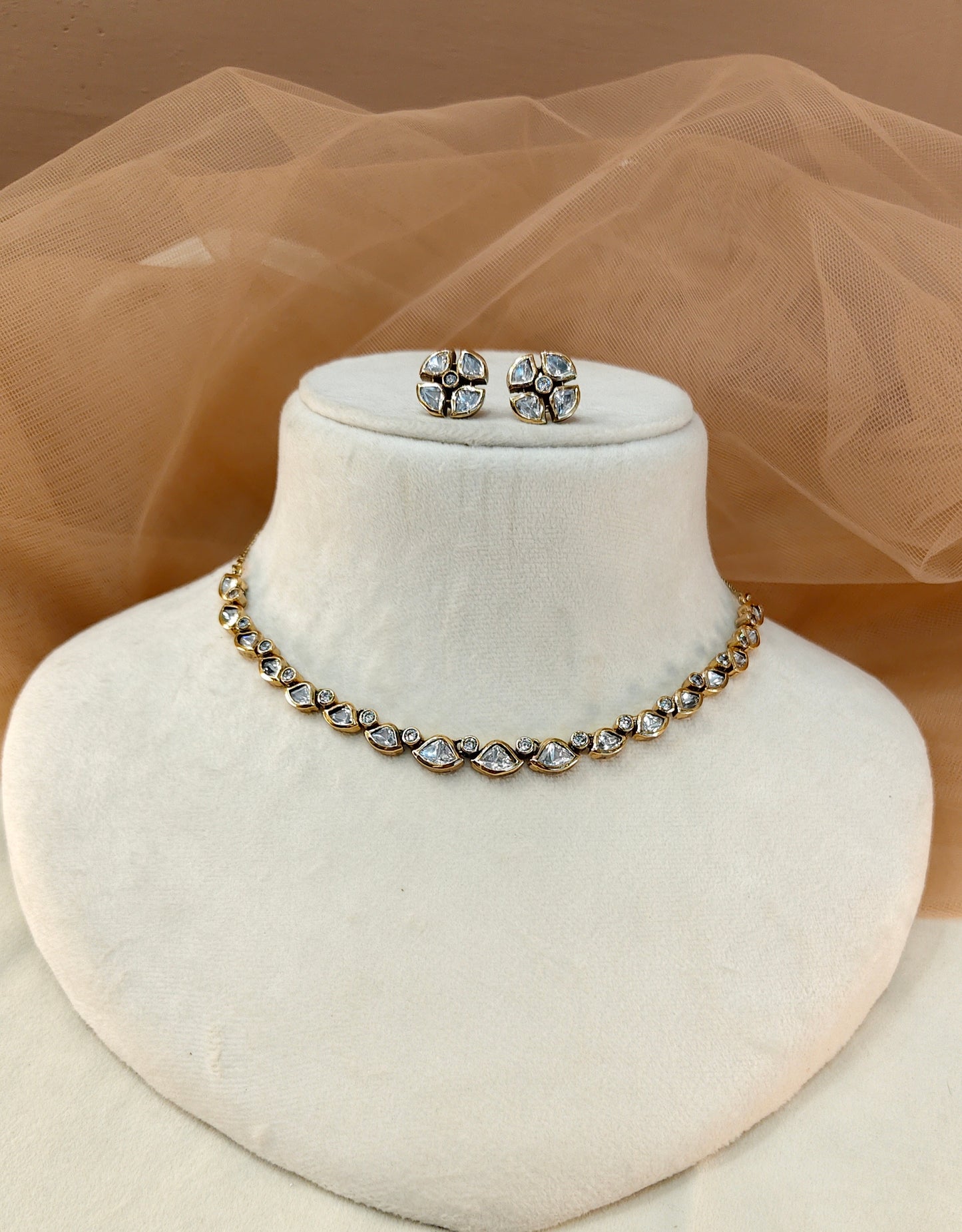 Moissanite Gold-Tone Necklace Set-G422400