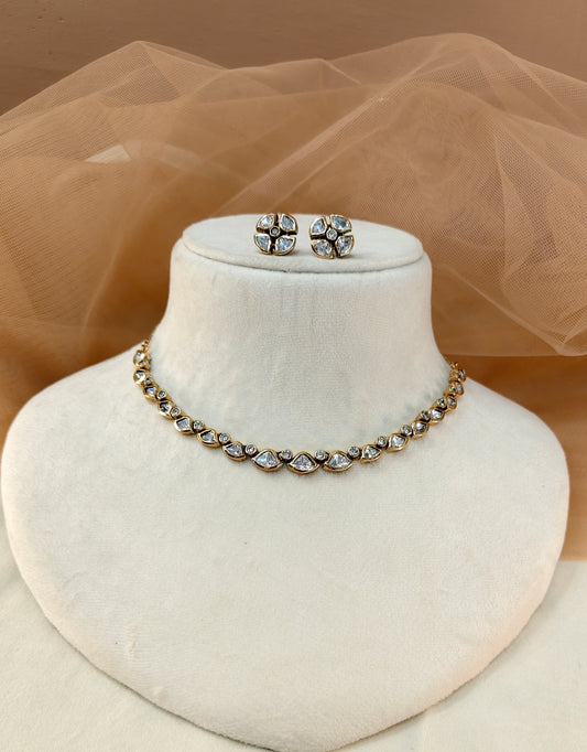 Moissanite Gold-Tone Necklace Set-G422400