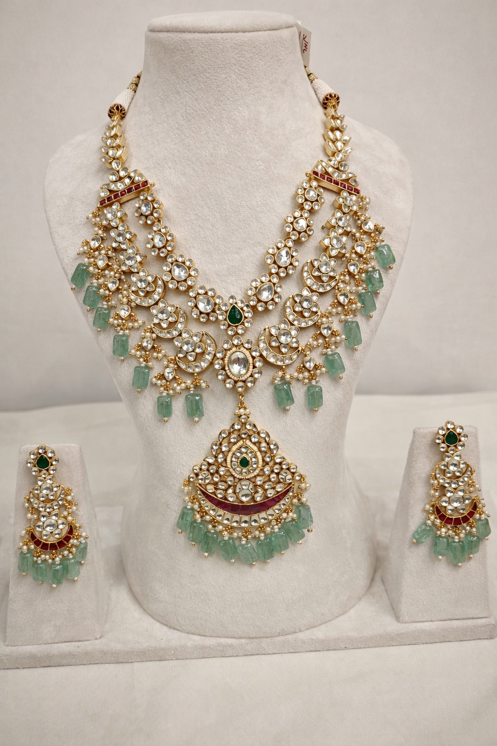 Viraasat Polki & Jade Drop Necklace Set